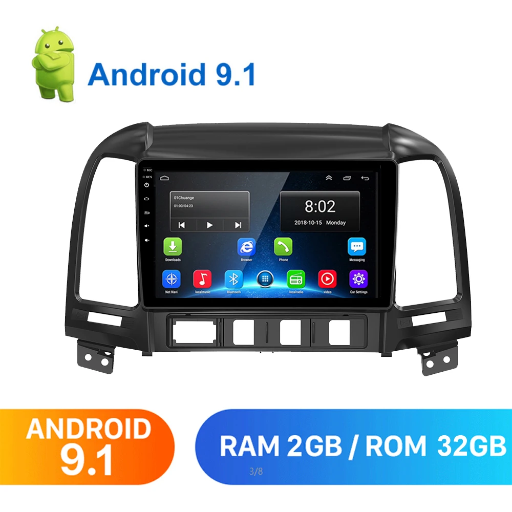 2din Android 9 1 Автомобильный мультимедийный Vdeo плеер GPS навигация для Hyundai Santa Fe 2 2006 2012 +