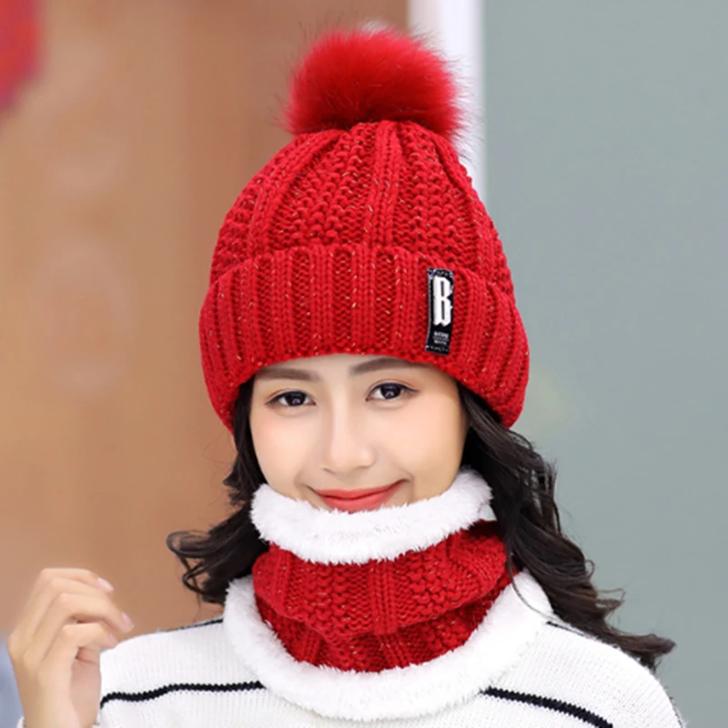 Женская вязаная шапка шарф s-образный вырез зимняя женская Балаклава шапочки