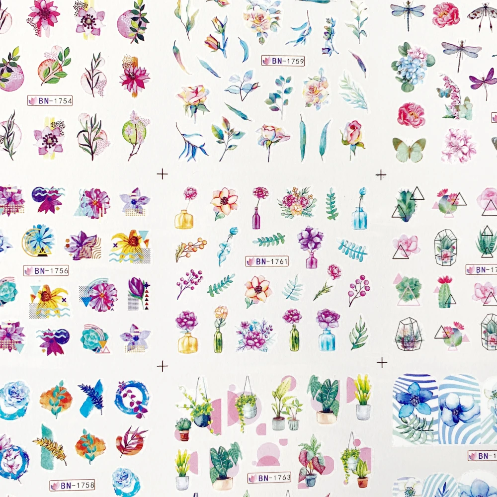 12 видов конструкций красочный лист набор наклеек для ногтей насекомых Стрекоза