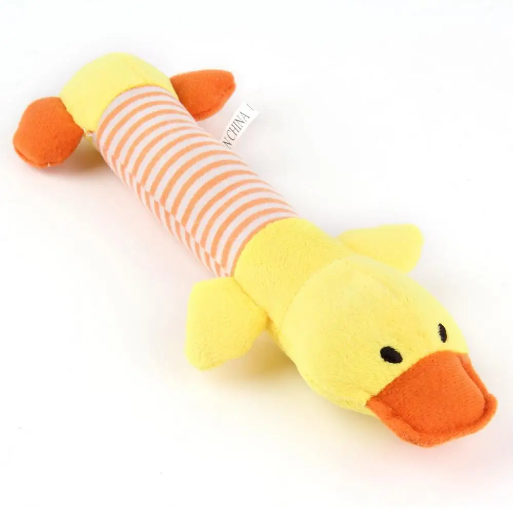 Yellow Duck Новые милые игрушки для собак жевательная игрушка-пищалка для щенков скрипучий плюшевый звук утка свинья и слон игрушки 3 дизайн в форме животных игрушки - Цвет: Yellow Duck