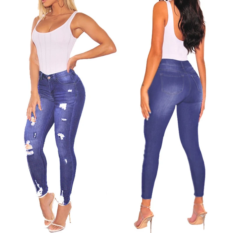 

Womens Slim Jeans For Women Skinny High Waist Jeans Woman Blue Denim Pencil Pants Stretch Waist Women Jeans Pants Plus Size