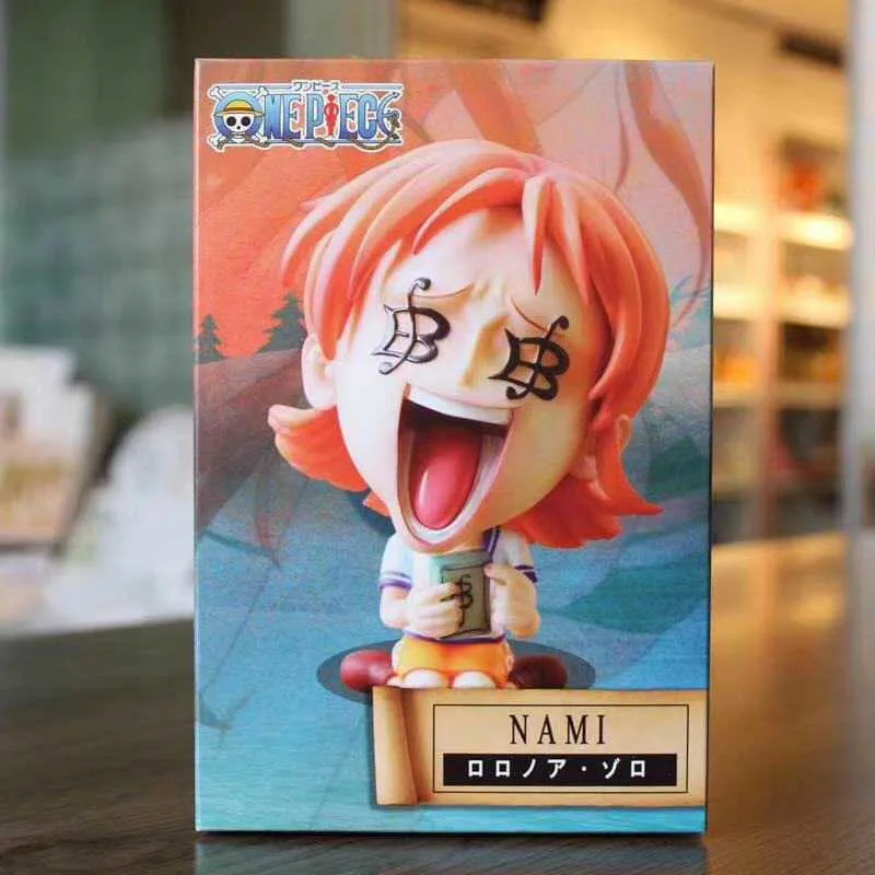 

One Piece Nami Q Money Cash Liking Sitting Cute Ver. PVC Action Figures OP Luffy Zoro Lovely Collectibles Model 10cm