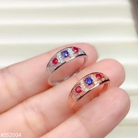 kjjeaxcmy fine jewelry 925 sterling silver inlaid natural sapphire ruby new female ring luxury support test hot selling