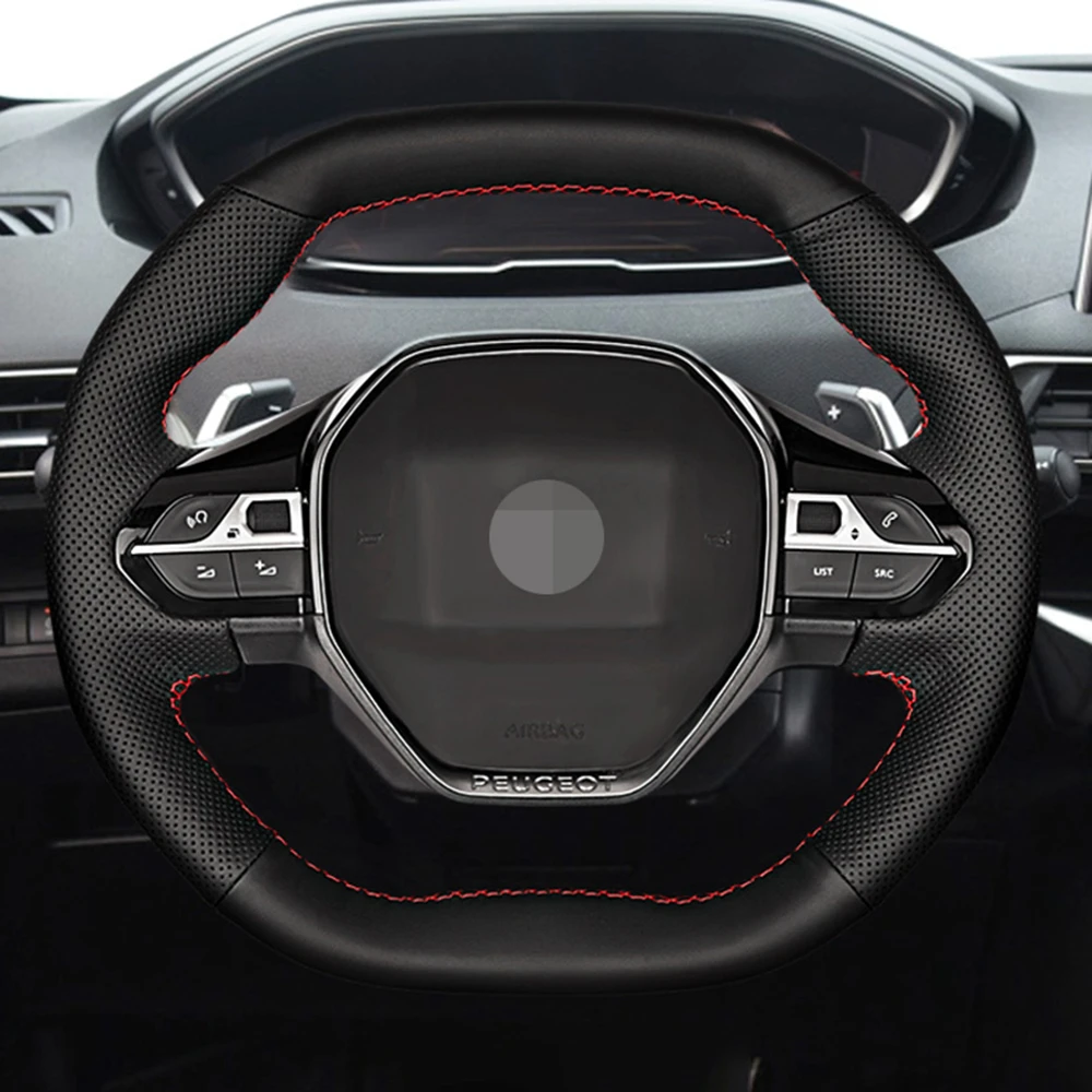 Чехол рулевого колеса автомобиля для Peugeot 3008 4008 5008 2016-2019 508 208 2019 2020 e-208 черный DIY из