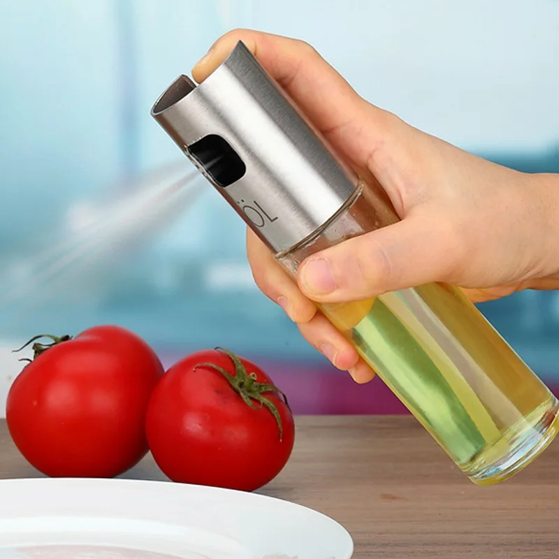 

2PCS/Set Glass Oil Spray Bottle Pump Kitchen Olive Oil Sprayer Stainless Steel Oil Pot Bottle Oil Dispenser Gadget Cooking Tools
