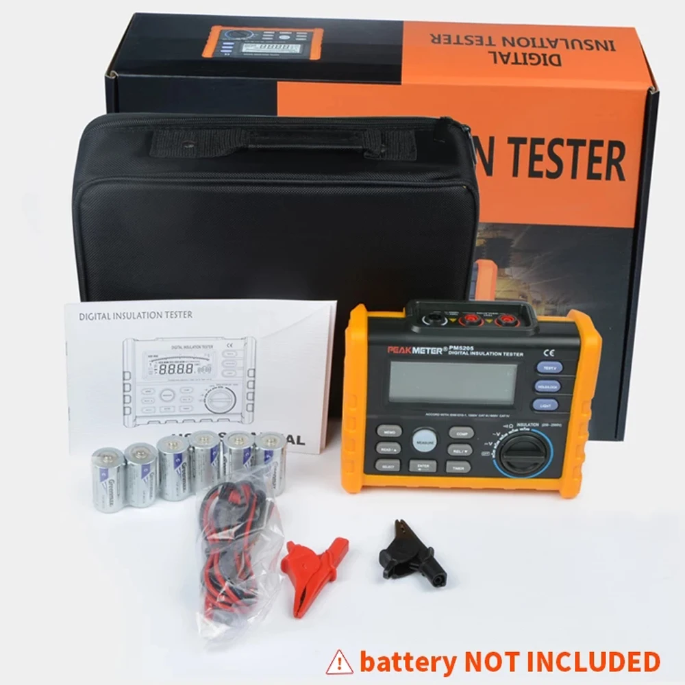 

PEAKMETER MS5205 High-precision Digital Insulation Resistance Tester 250-2500V Megger Vibration Meter Range 0.01-100G