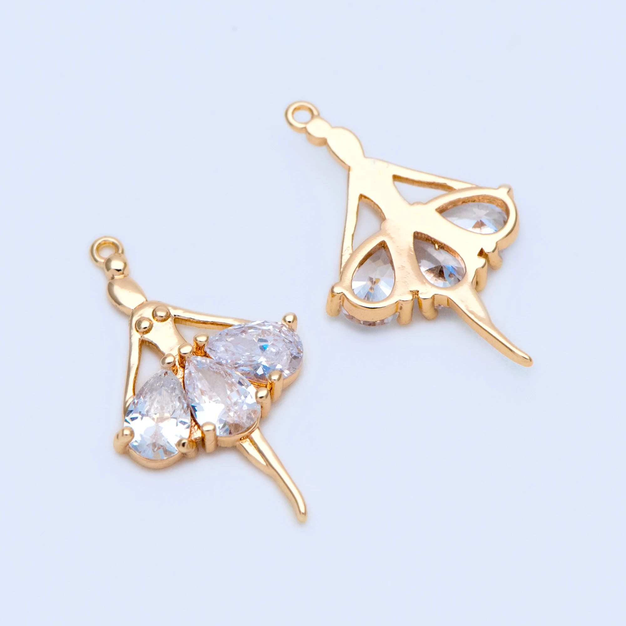 10pcs 18k Gold plated CZ Paved Ballerina Ballet Leap Dancer Charm 23x14mm girl charm (GB-1189) | Украшения и аксессуары