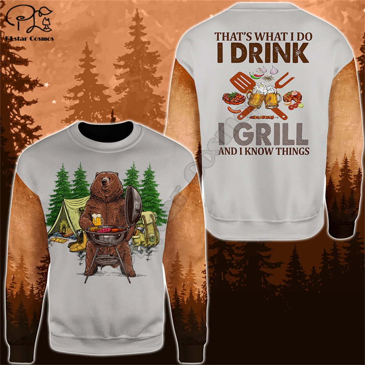

Camping Bear 'I Drink I Grill' Sweatshirt Hoodie Sweatshirt Hoodies Harajuku Autumn Streetwear women men Casual Tracksuit
