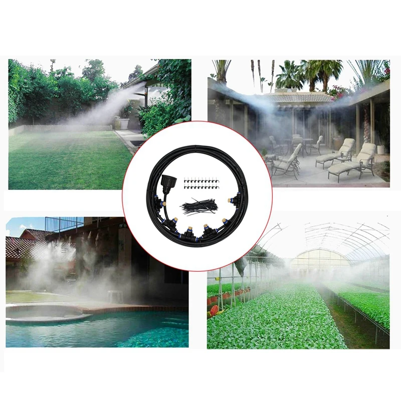 

Water Spray Kit Wet Fog Garden Nebulizer Outdoor Misting System Water Mist for Patio Greenhouse Trampoline Cooling