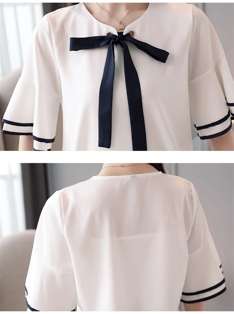 повседневные женские асимметричные блузки черно белые топы Блуза с галстуком