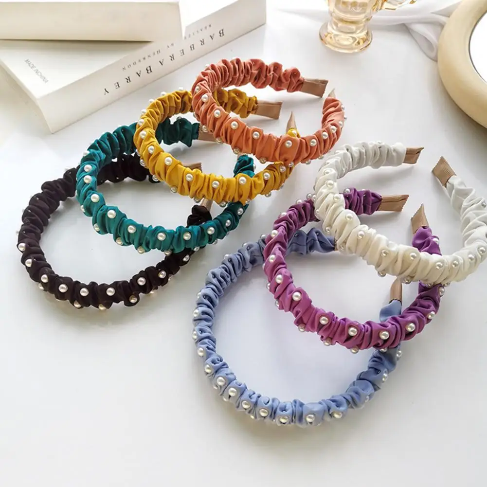 

Ободок с искусственным жемчугом Женский, нескользящий обруч для волос, аксессуар на голову