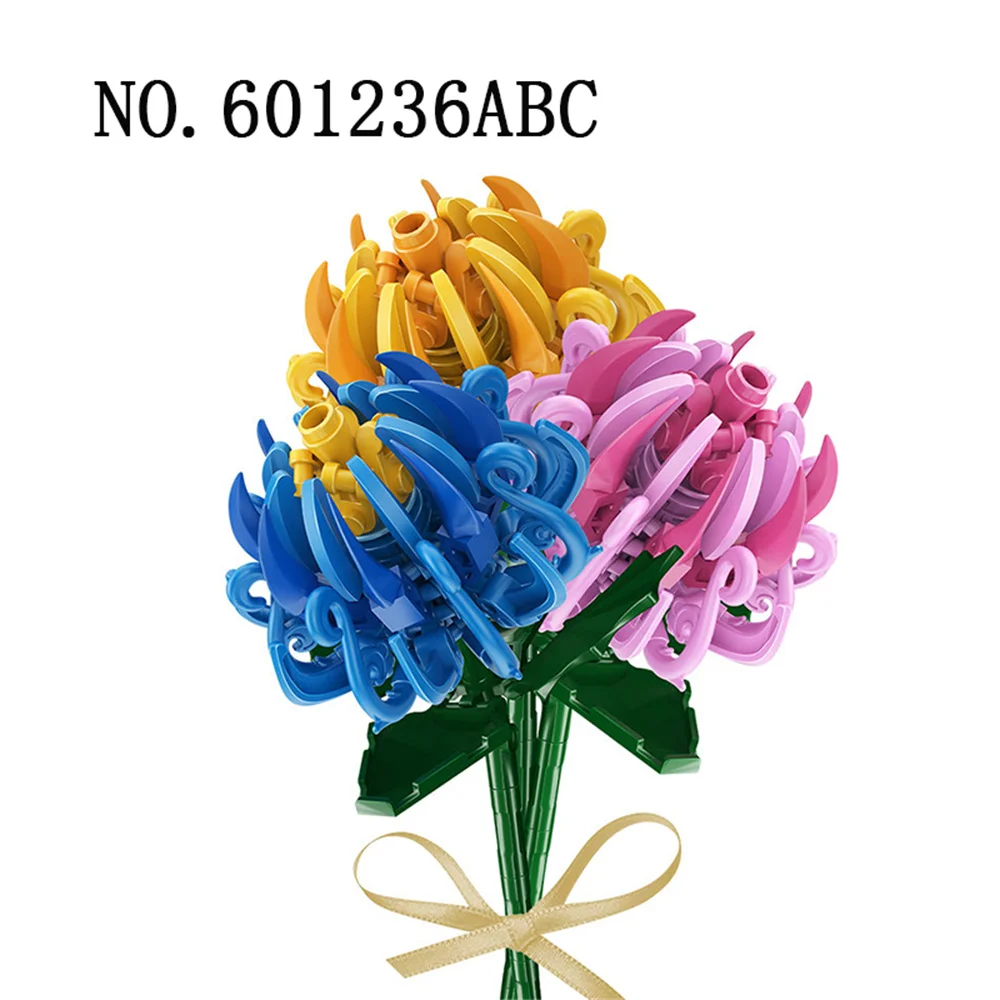 

601236 Colourful Flowers Bouquet Trifolium Repens L 3pcs/lot Plant DIY Mini Blocks Bricks Building Toy for Children Girls Gift