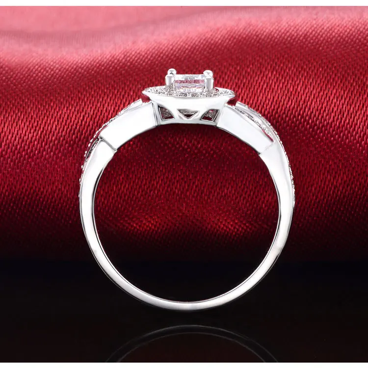 

Original 925 Sterling Silver Ring halo twist side Engagement Finger for Women Wedding Valentine's Day gifts Jewelry R1407