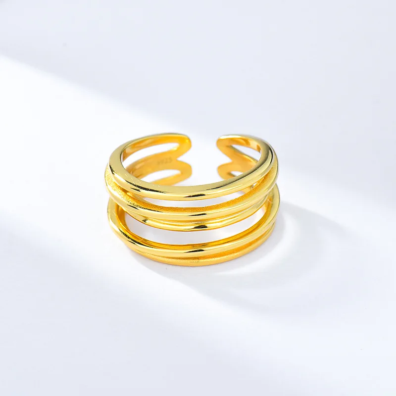 

GREEN PURPLE S925 Sterling Silver Irregular Multi Layer Ring Gold Plated 14k Elegant Ring For Women Fine Jewelry Fashion Gift