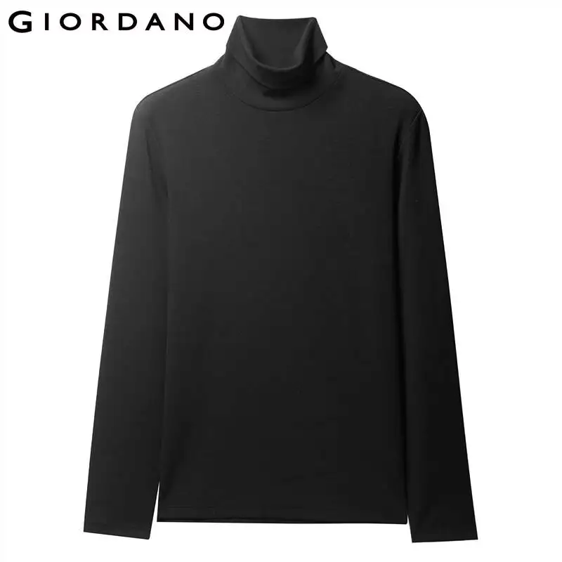 Giordano Мужская футболка, Мужская эластичная ткань, водолазка, толстая футболка, Мужская Осенняя Однотонная футболка с длинными рукавами Homme 01029793