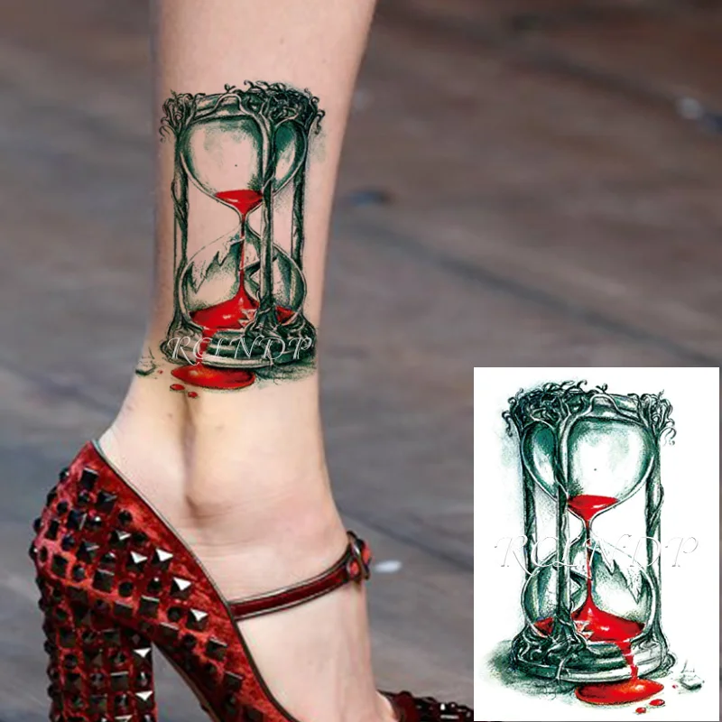 Waterproof Temporary Tattoo Sticker Hourglass Bleeding Red Liquid Tree Patterns Fake Flash for Girl Women Men | Красота и здоровье