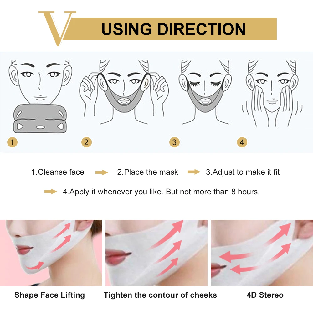 Face lift Slimming Mask V Line Chin Up Patch 4D Reduce Double Chin Tape Neck Firming Shape Mask US BR Do Dropshipping images - 6