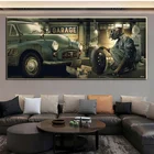 Прилежный собачий ремонтник, забавная Картина на холсте, настенный плакат и принты, Современная гостиная, гараж, картина для домашнего декора