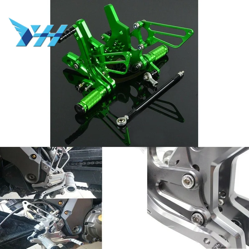 

Motorcycle CNC Adjustable Foot Pegs Rear Set Pedals Rest Rearset Footpegs For KAWASAKI NINJA ZX6R ZX-6R 2009-2017 Street Bike