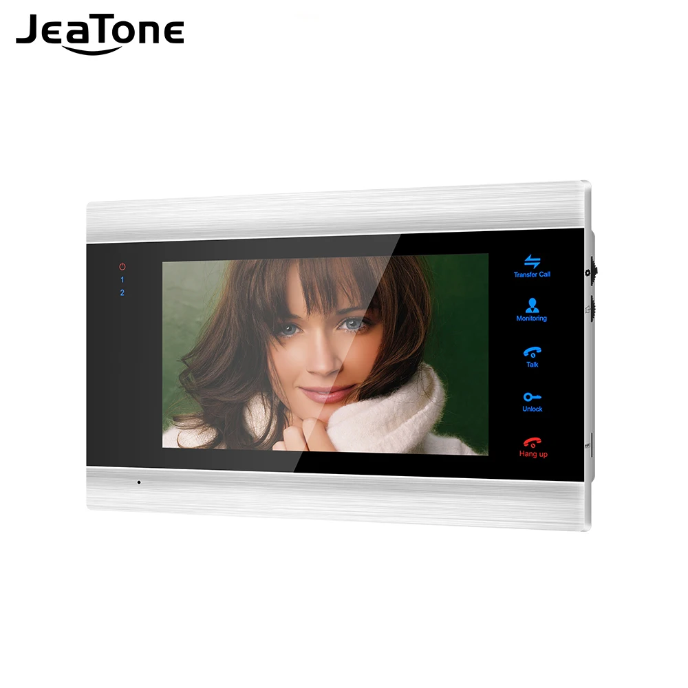 Jeatone 720p Indoor Monitor Video Door Phone Doorbell Intercom System Photo Video Record Taking Silver Wall Mounting Monitor