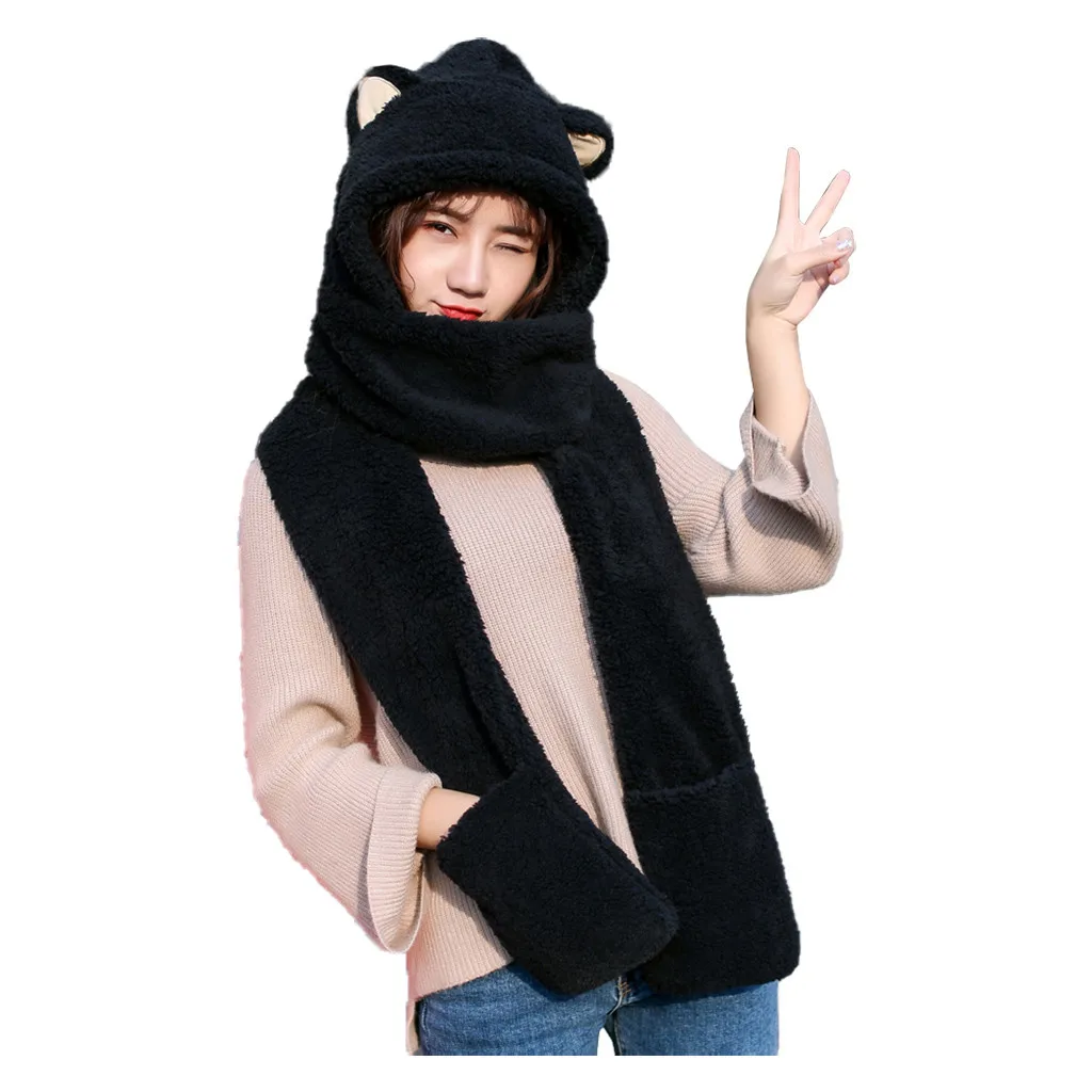 Шапки 2020 Весна Зима Новая женская Милая мультяшная Толстая шапка защита для ушей