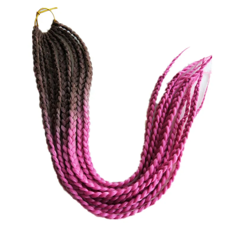 brown pink Pervado заколка для волос косы с крючком 2" омбре синтетические косички для наращивания волос 10 корней радужные вязанные волосы африканские косички - Цвет: brown pink
