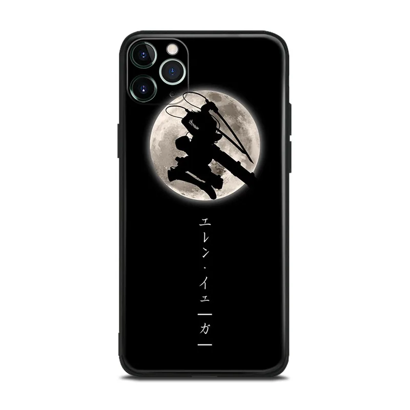 attack on titan anime eren jaeger silicone phone case for iphone se 6 6s 7 8 plus x xr xs 11 12 mini pro max glass cover shell free global shipping