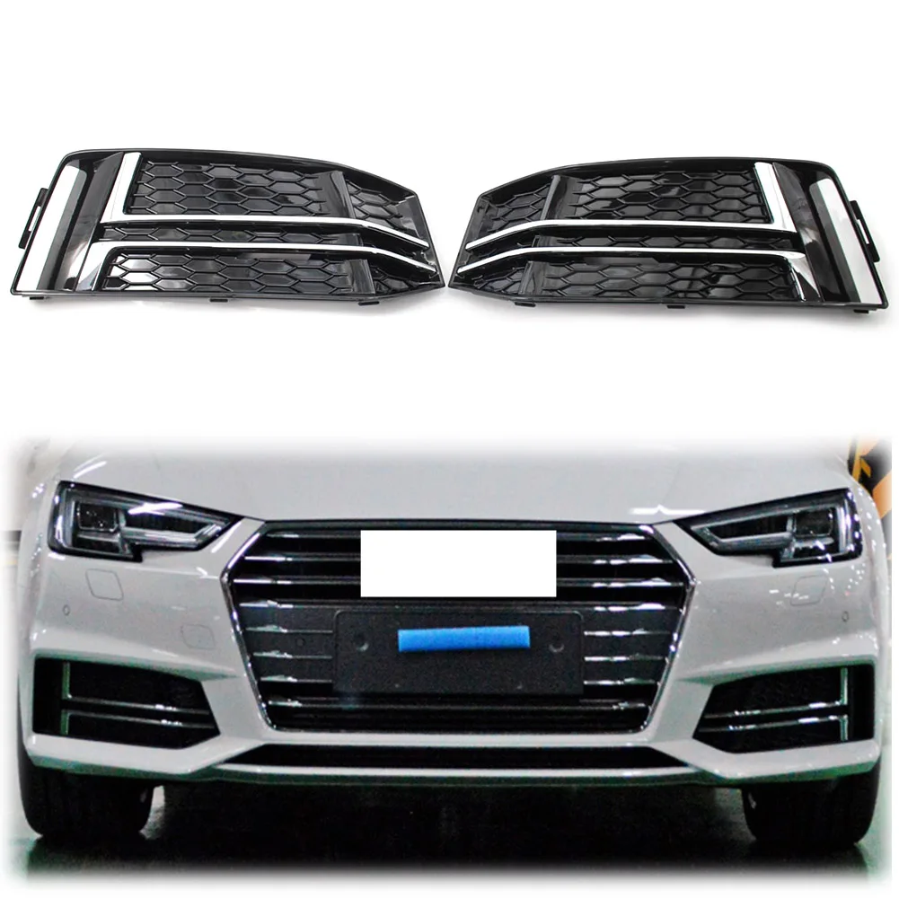 

Front Bumper Lower Grille Grill Car Accessories Fit for AUDI S4 A4 S-Line B9 2017 2018 1 pair left right ABS Plastic Black