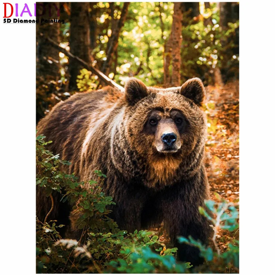 

Набор для алмазной вышивки «Медведь», алмазная вышивка 5D «сделай сам» с квадратными и круглыми стразами, с мотивами Стразы