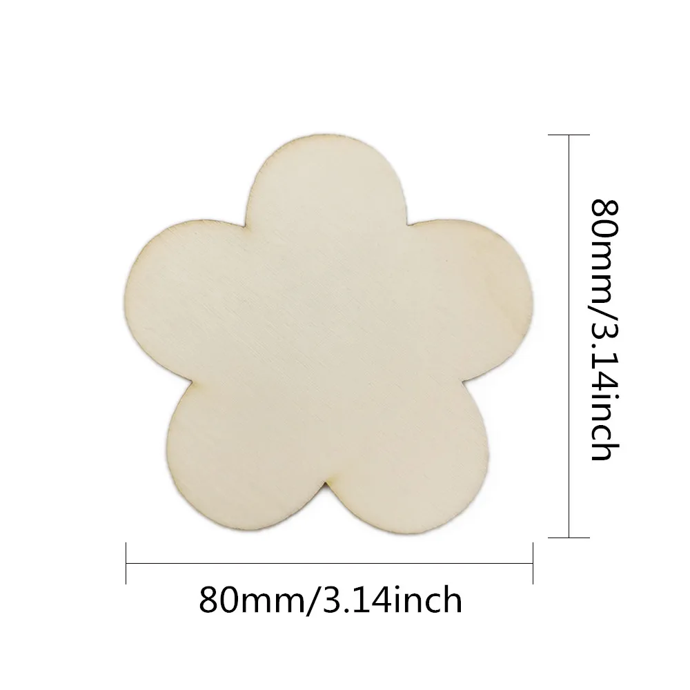 

10 шт., декоративные деревянные цветы и листья, 80 мм