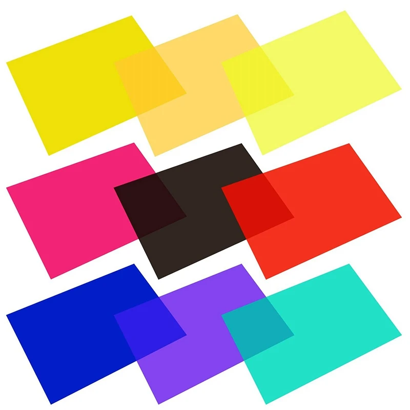

MOOL 9 Pieces Gel Filter Transparent Color Film Plastic Sheets Correction Gel Light Filter, 11.7 By 8.3 Inches, 9 Colors