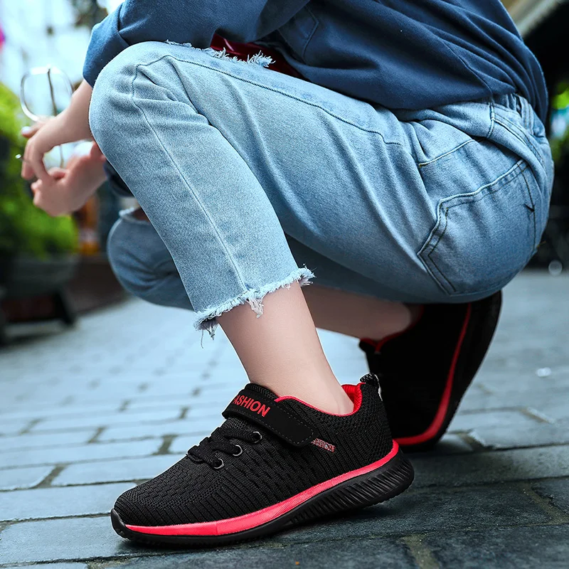 Детская обувь Boy Sport Shoe Детские кроссовки Легкие зашнуровать липучки Дышащие сетчатые кроссовки Гибкие кроссовки, длина ноги 20,5 - 24,5 см