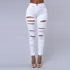 Женские рваные джинсы, брюки-карандаш стрейч большого размера, черные и белые джинсы, 2020