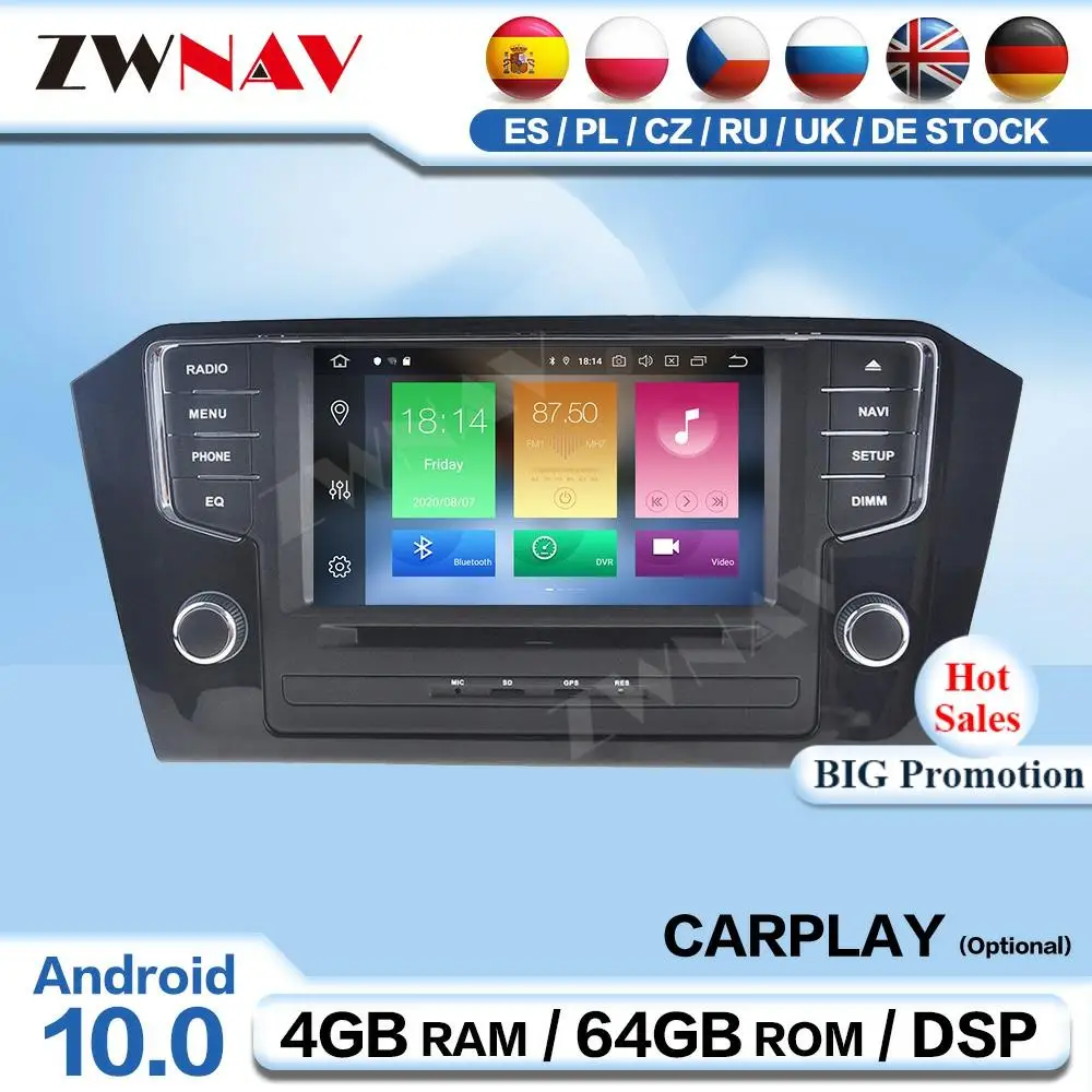 

Carplay 2 Din Android 2016 экран мультимедиа для VW PASSAT 2015 2017 2018 радио приемник аудио стерео плеер GPS головное устройство