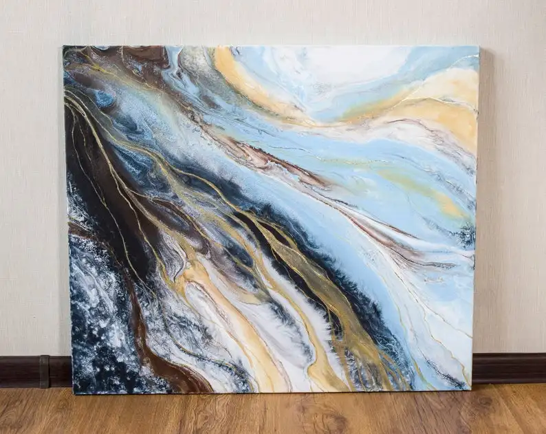 

Мягкий танц-абстрактная живопись, Оригинальная Живопись, современное искусство, живопись с золотыми листьями, мягкие цвета, современный хо...