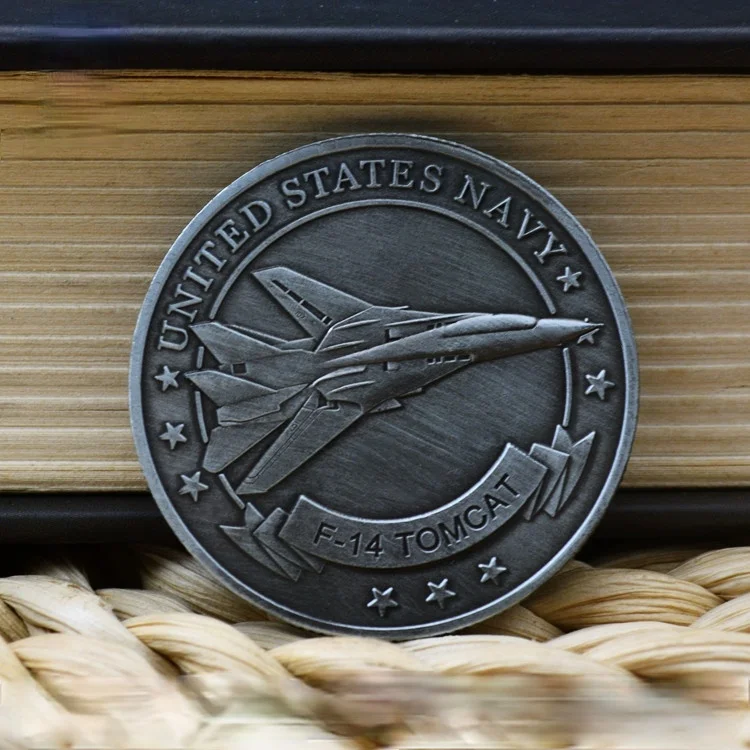 

United States Navy F-14 Tomcat Fighting Aircraft Souvenir Coin Department of The Navy Silver Plated Commemorative Coin