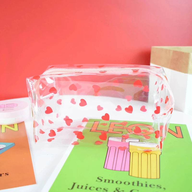 Прозрачная косметичка для девушек с милым мультяшным рисунком на молнии из ПВХ