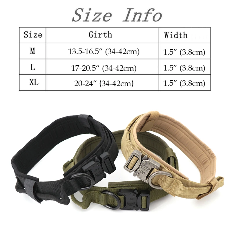 

Dog Collar Adjustable Tactical Military Heavy Duty Metal Accessories For Large Dogs Beagle Control Handle Outdoor Training
