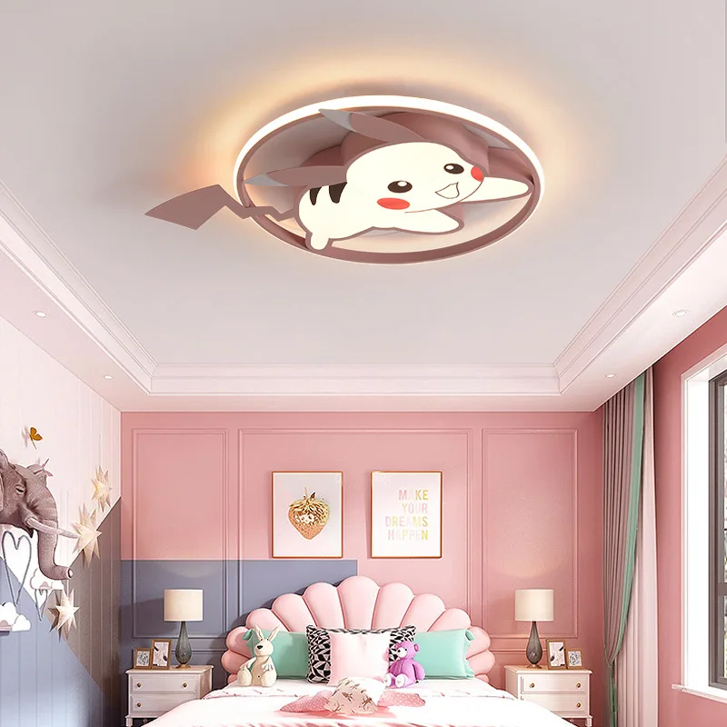 

Pokemon Pikachu Kawai LED Ceiling Lamp Children's bedroom light Cartoon Decor Light Fixtures Can Remote Control pink / blue/gold