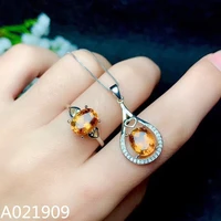 kjjeaxcmy boutique jewelry 925 sterling silver inlaid citrine pendant ring female suit exquisite fashion