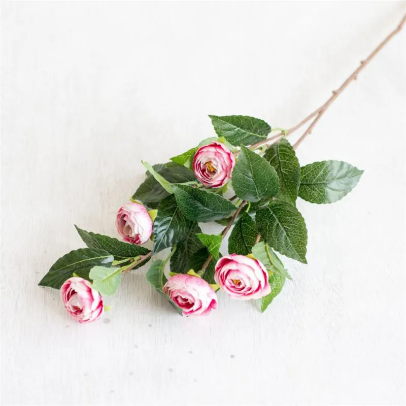 

11Pcs Fake Snowflake Tea Bud (5 heads/piece ) 11.81" Simulation Camellia for Wedding Home Decorative Artificial Flowers