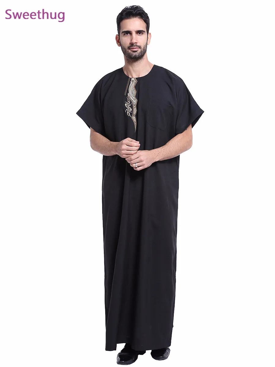 Islam jubba thobe for muslim men arab clothing men dubai arabic dress men djellaba homme pakistan black robe djellaba men 2021