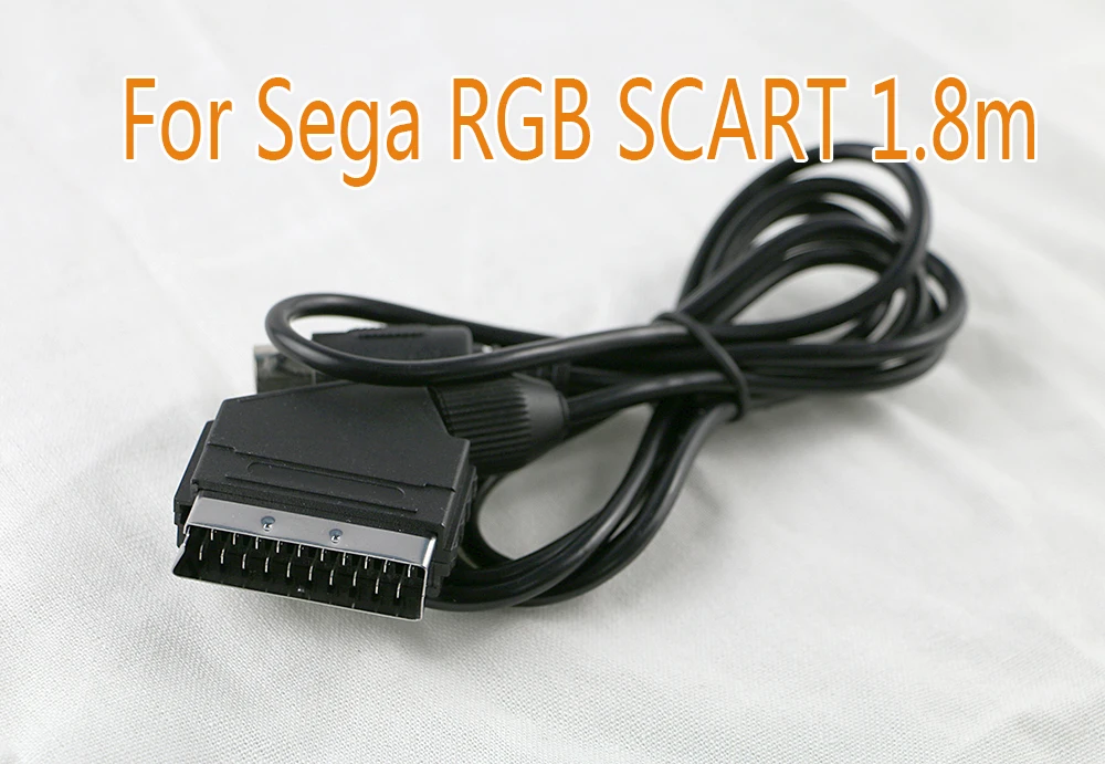 10pcs C-Pin Black RGB Scart Data Line 1.8m Charging Power Cable PAL C Pin For Sega Genesis 1 Mega Drive MD Master System - купить по