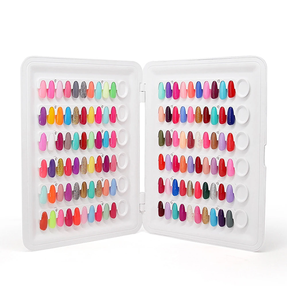 

120 Colors Fold Nail Tips Acrylic Display Book DIY Nail Art Showing Shelf Gel Nail Polish Color Foldable Chart Manicure Practice