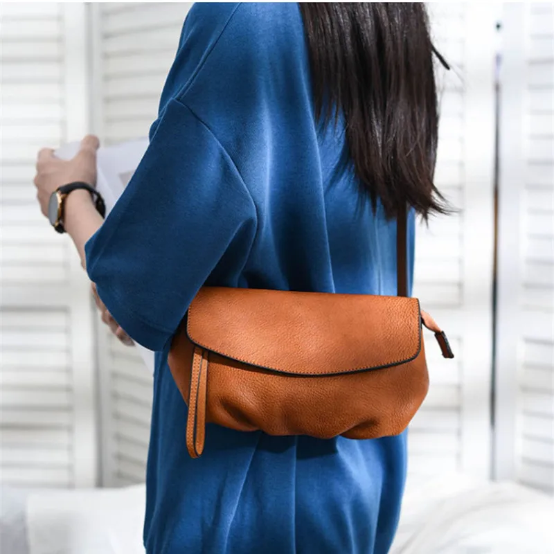Retro fashion casual designer natural genuine leather lady cute shoulder bag outdoor daily weekend shopping diagonal bag female