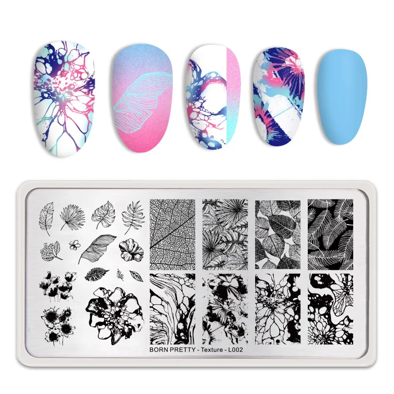 Texture L002 BORN PRETTY ногтей штамповки пластины мульти-узоры прямоугольный, для нейл-арта штамп шаблон изображения трафареты художника Сделай Сам ногти маникюр - Цвет: Texture L002