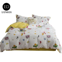 ed lumos children bedding sets 4 pieces spaceship rocket cartoon duvet cover flat sheets pillowcases for bed single size cotton