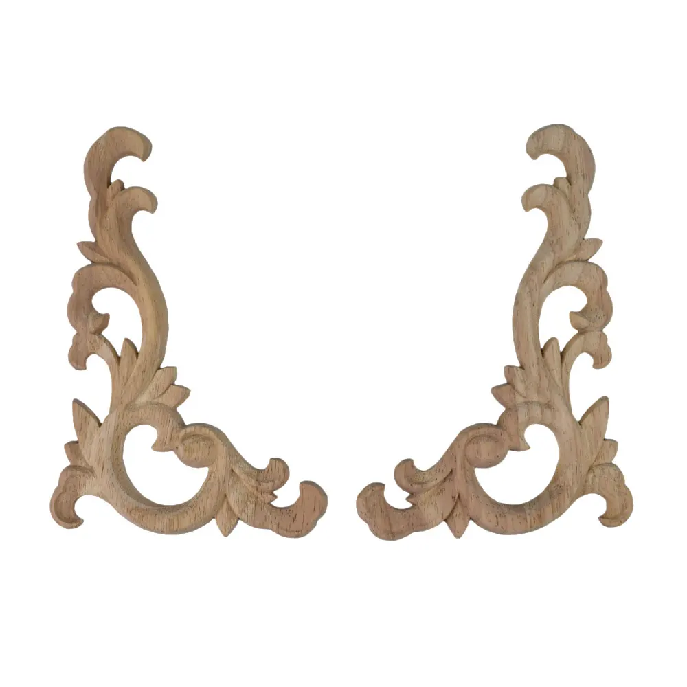 Винтажная Неокрашенная древесина наклейки с резьбой угловая аппликация рама для