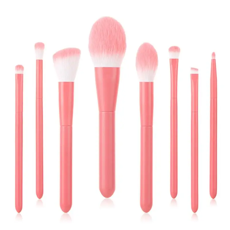 

2021 Eight-piece Makeup Brush Macaron Fruit Makeup Brush Loose Powder Brush Eye Brush Wooden Handle Beauty Tool Non-irritating