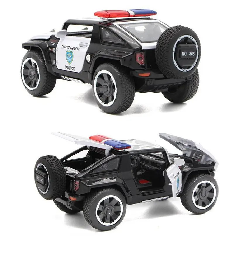 Новинка масштаб 1/32 Полицейская модель автомобиля Hummer полицейского задний звук и